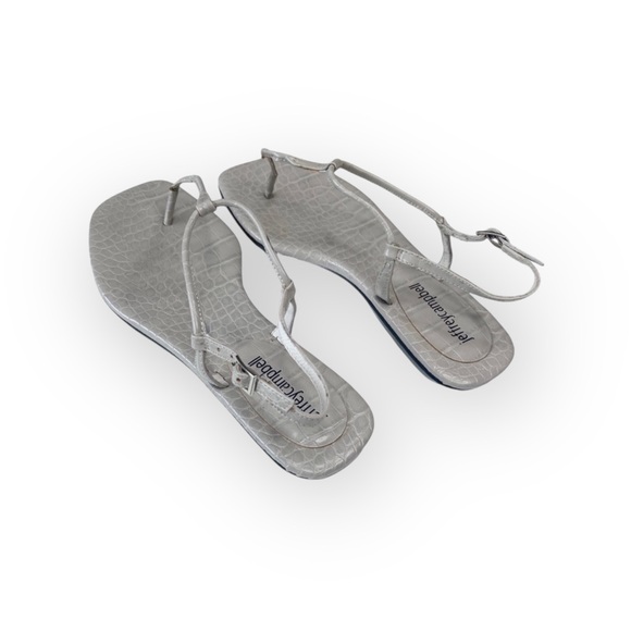 new Jeffrey Campbell ✌︎︎ Boca Minimalist Strappy Flat Sandal ✌︎︎ Grey Croc ✌︎︎ 6 - Picture 9 of 15